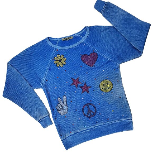 Be Peaceful Girl's Blue Sweatshirt - Picture 1 of 6